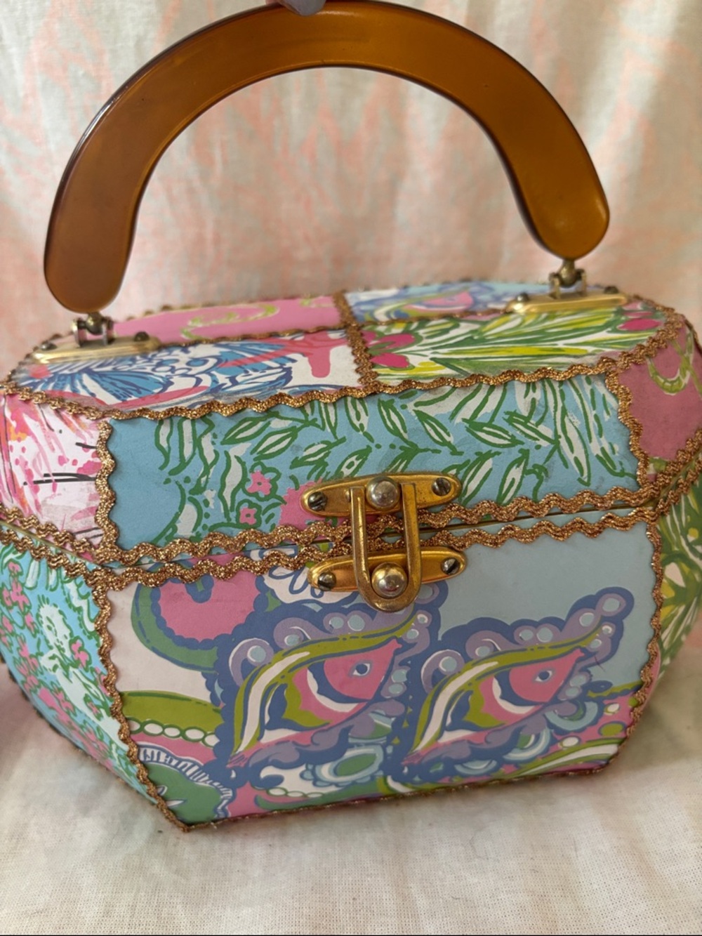 Lilly Pulitzer Top Handle Clutch Bag Handmade